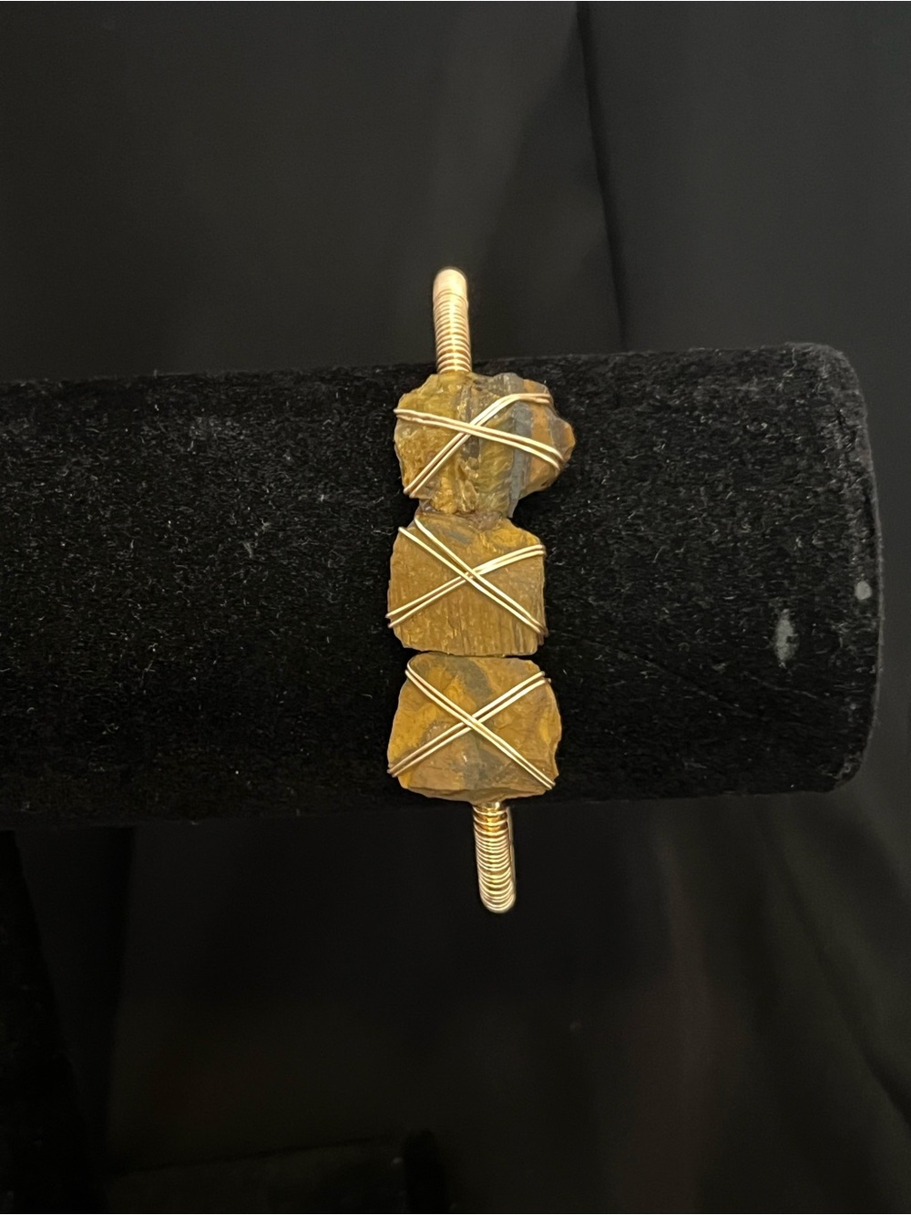 Gold-Tone Raw Tiger's Eye Stack Bracelet